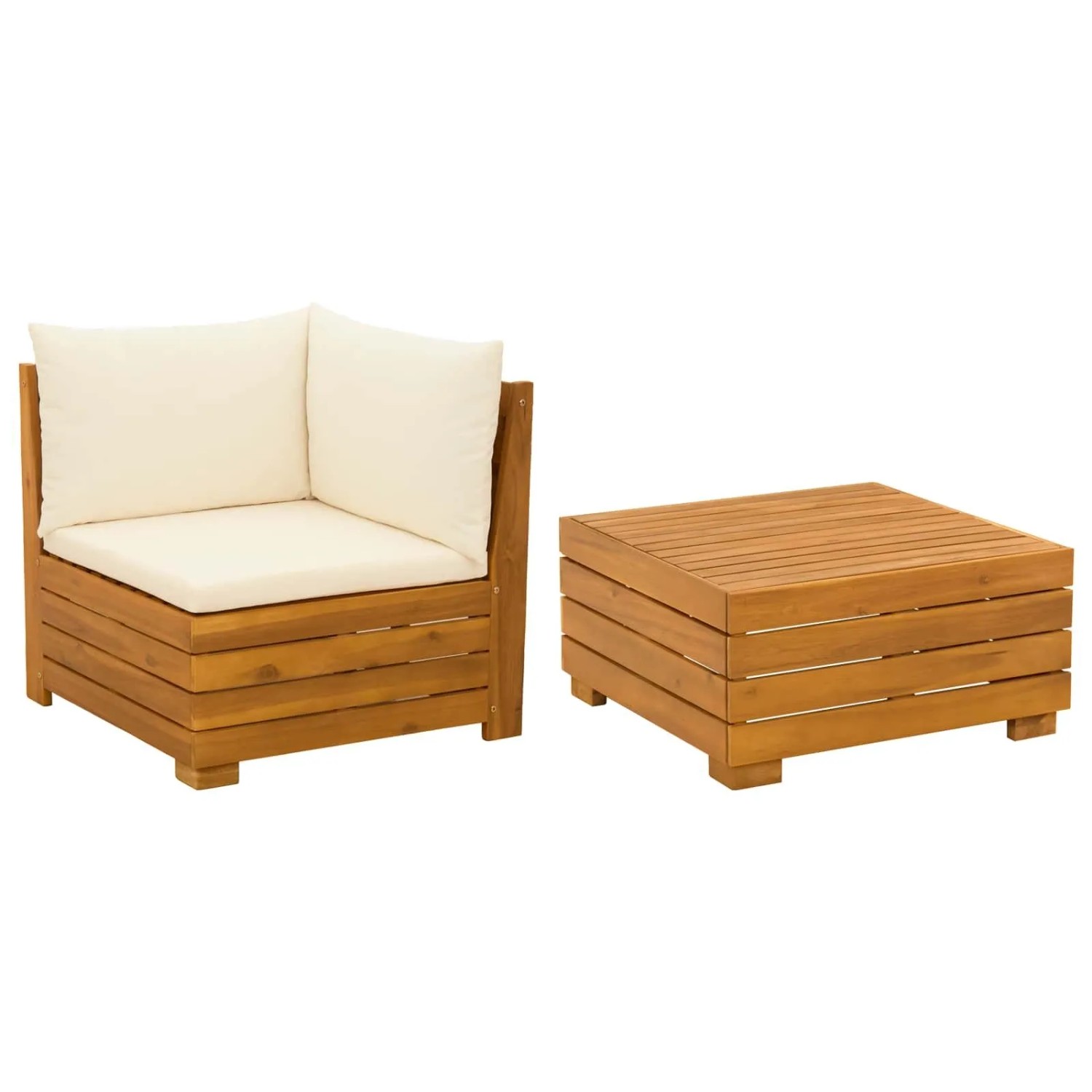 vidaXL Garten-Lounge-Set mit Kissen 2 Stück Braun Massivholz Akazie 42022433