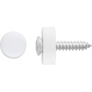 Linsensenkkopf Universalschraube, Ø 4,8 mm x 19 mm, mit weißer Abdeckung, 8 Stück