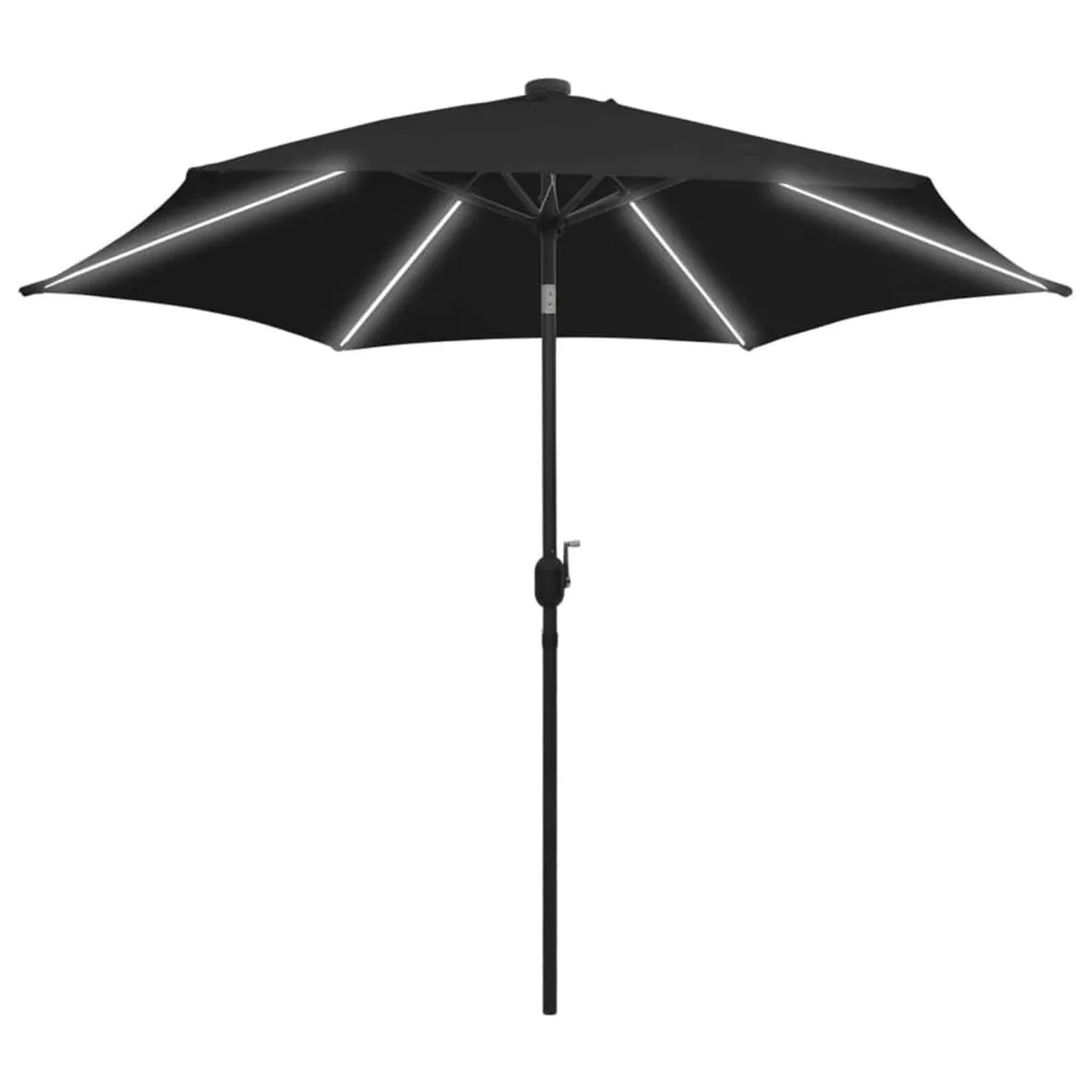 vidaXL Sonnenschirm mit LED-Beleuchtung und Alu-Mast 300 cm Schwarz 47366 günstig online kaufen