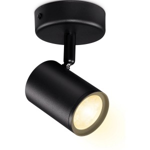 Schwarze WIZ LED Deckenleuchte Imageo mit Spot, Lichtfarbe einstellbar.