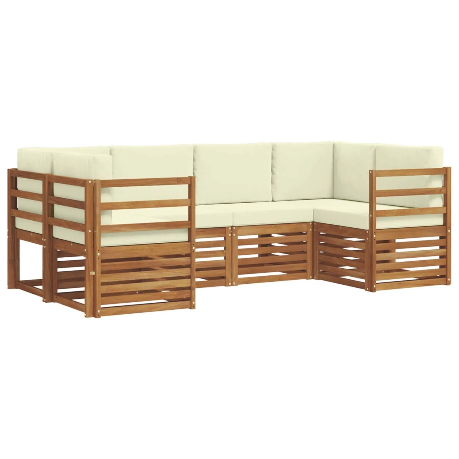 vidaXL Sofagarnituren 6 Tlg Natur und Creme Massivholz Akazie 3375350