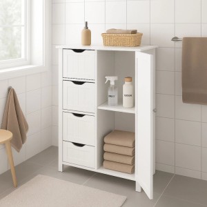 osoltus Badezimmerschrank Beistellschrank Hampton 55 x 30 x 82 cm Weiß