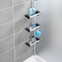 Wenko Teleskop Duschregal Line aus Aluminium mit drei Ablagen in Dusche.