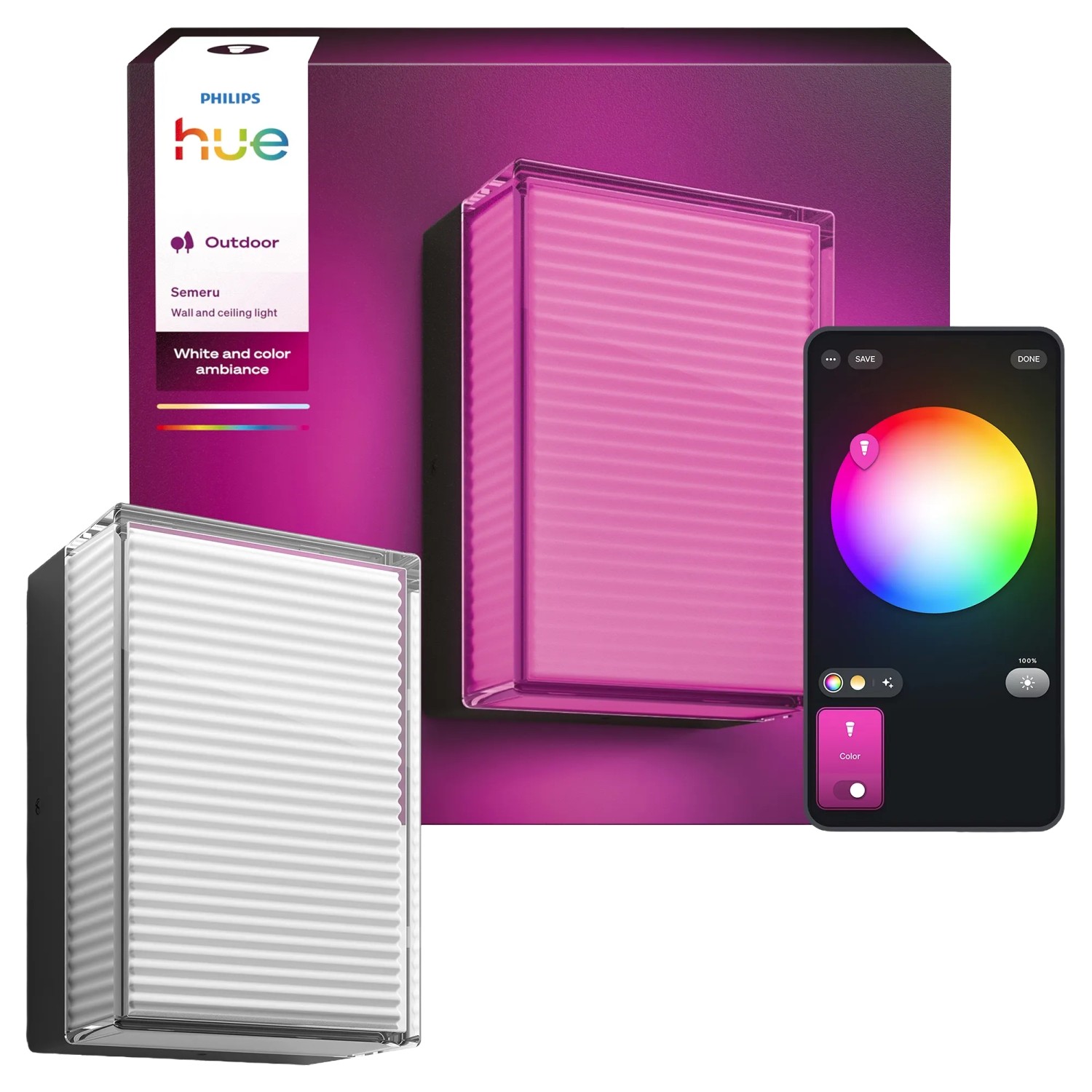 Philips Hue Wandleuchte Seremu Rechteckig Schwarz