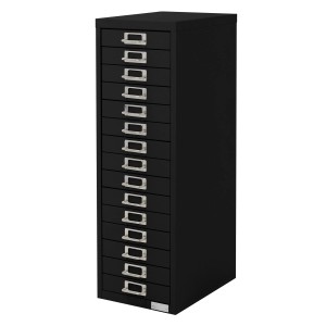 Schwarzer ML-Design Aktenschrank mit 15 Schubladen aus Metall, Büroschrank für Büro & Homeoffice.