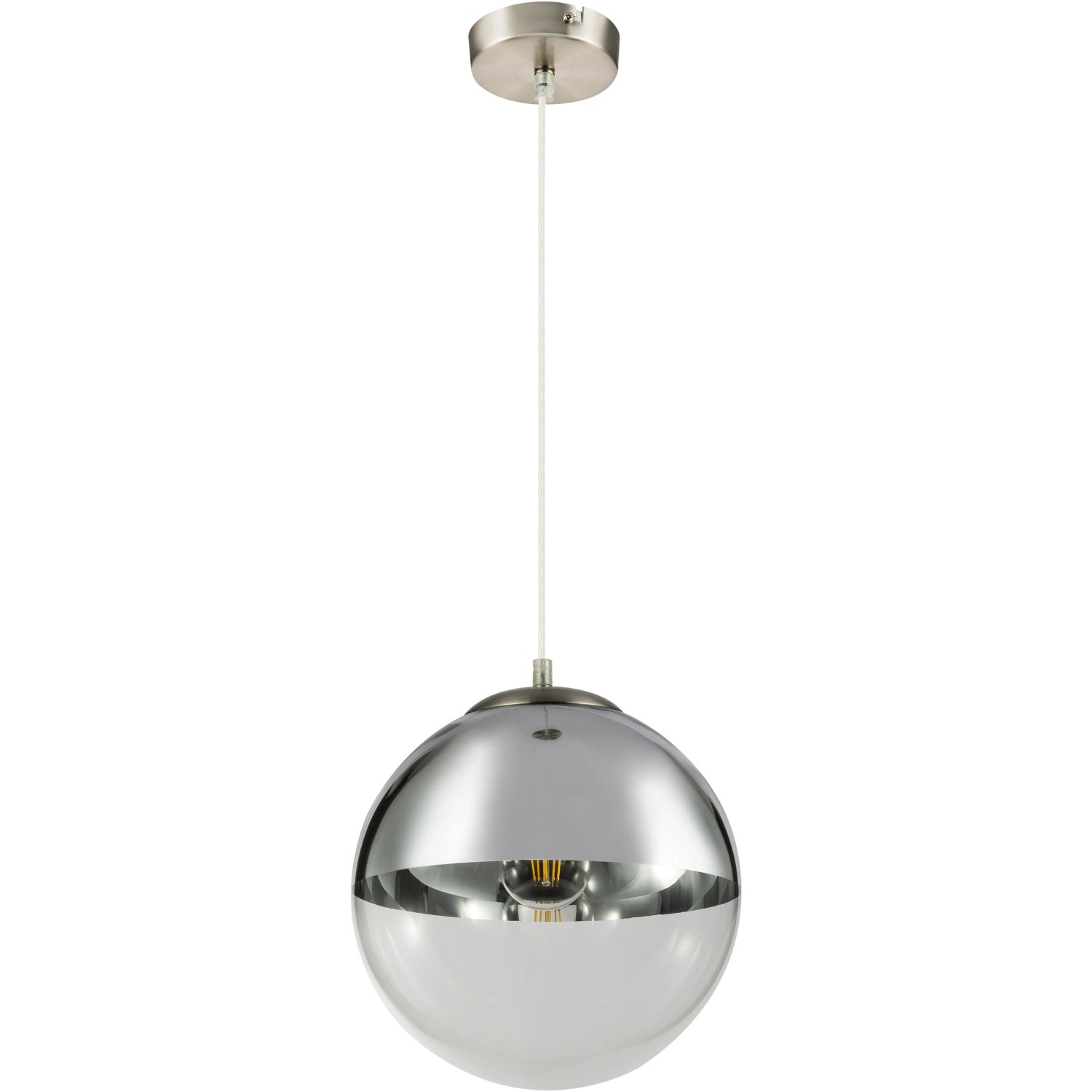 Moderne Globo Pendelleuchte Varus, Nickel matt, Kugelform. Ideal als Eyecatcher im Raum.