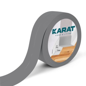 Graue KARAT Weichsockelleiste Riga, selbstklebend, 25 Meter Rolle.