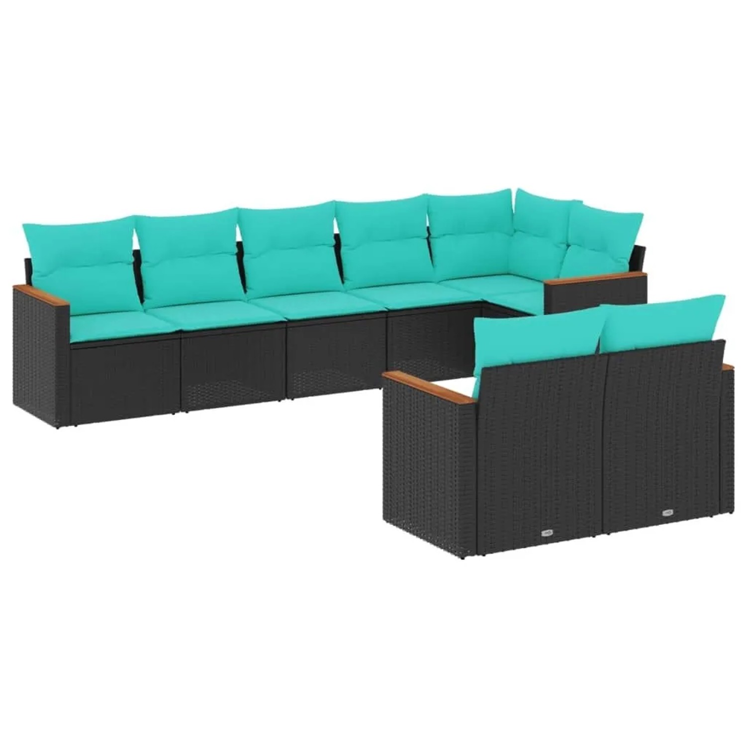 vidaXL 8-Tlg Gartensofa-Set mit Kissen Schwarz Polyrattan 3226148 günstig online kaufen