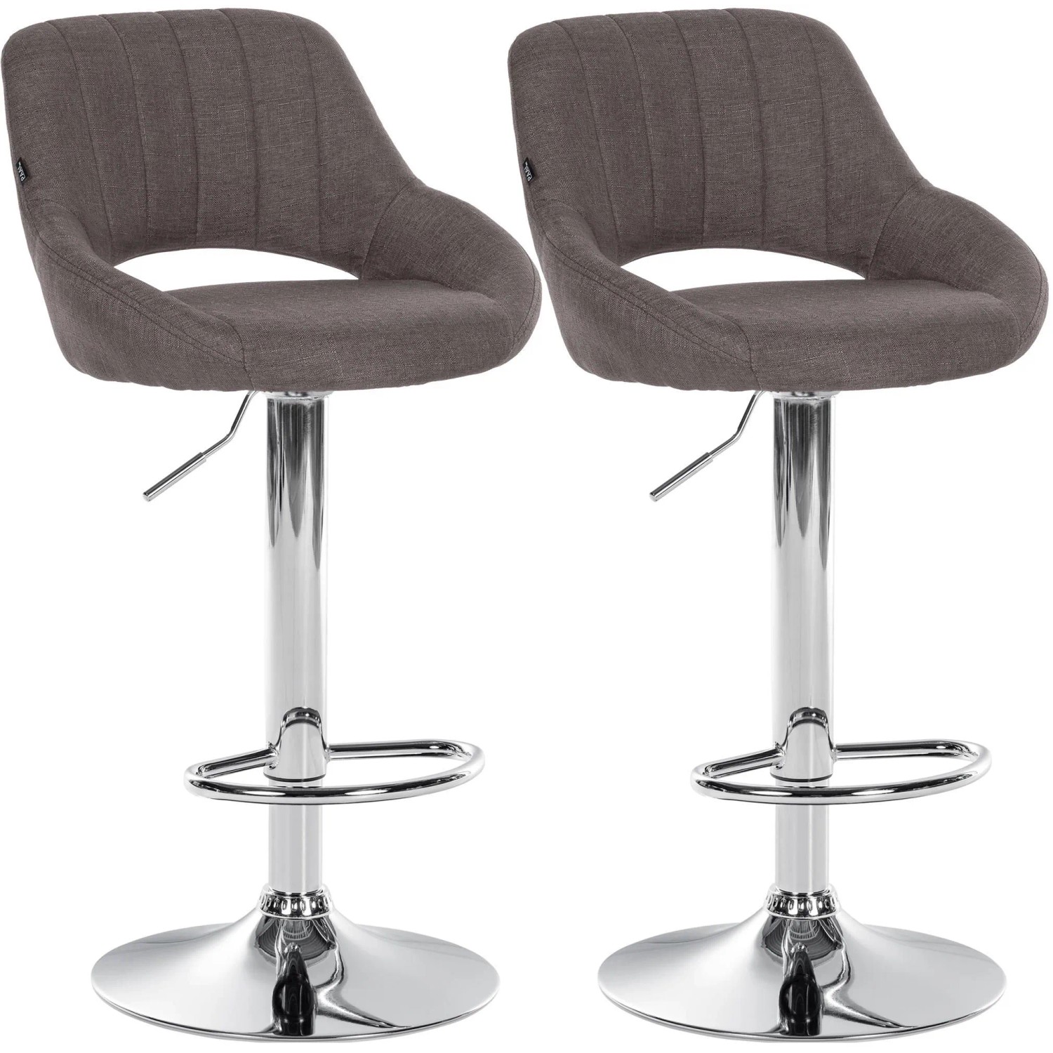 CLP 2er Set Barhocker Milet Stoff Metall in Chromoptik/dunkelgrau