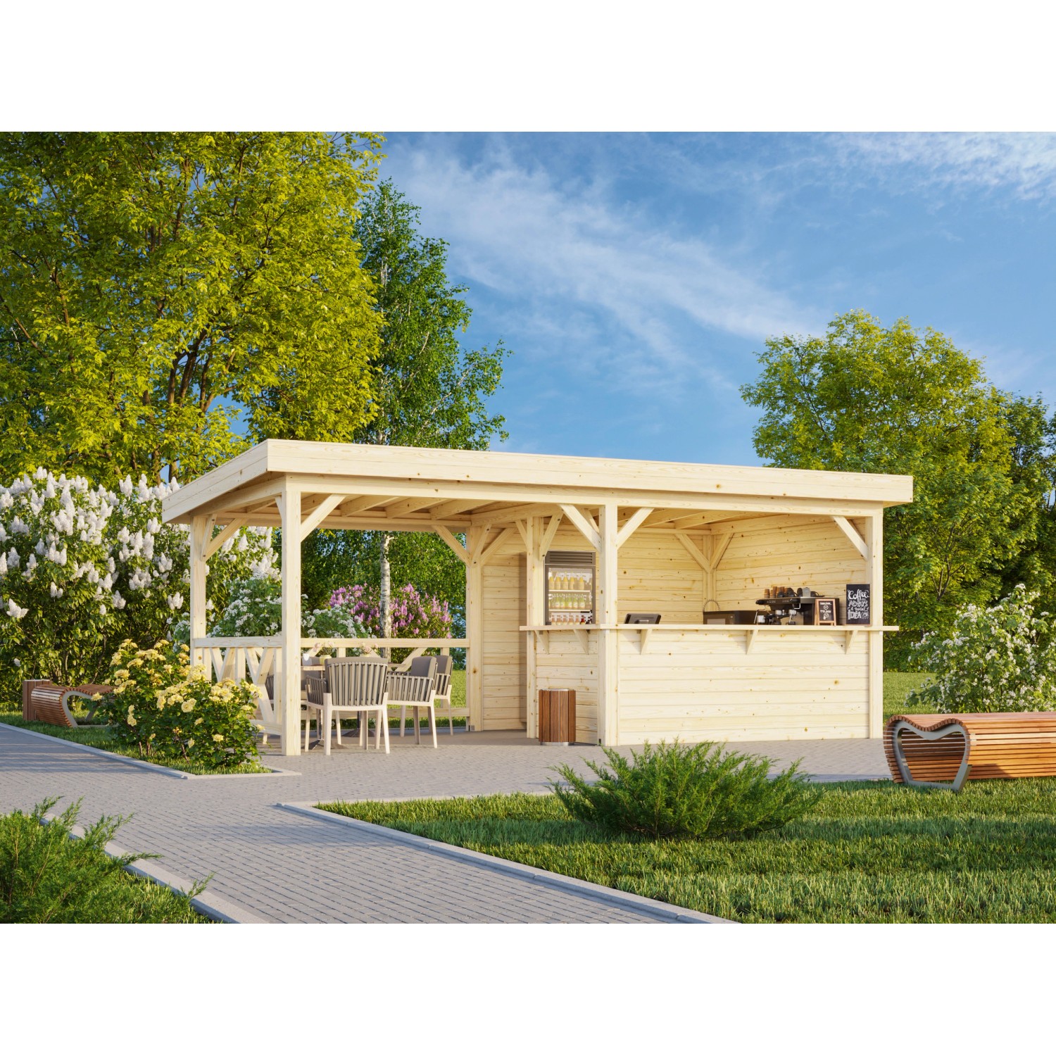 Palmako Pavillon Lenna Set 310 588 x 300 cm Lackiert Weiß FSC® günstig online kaufen