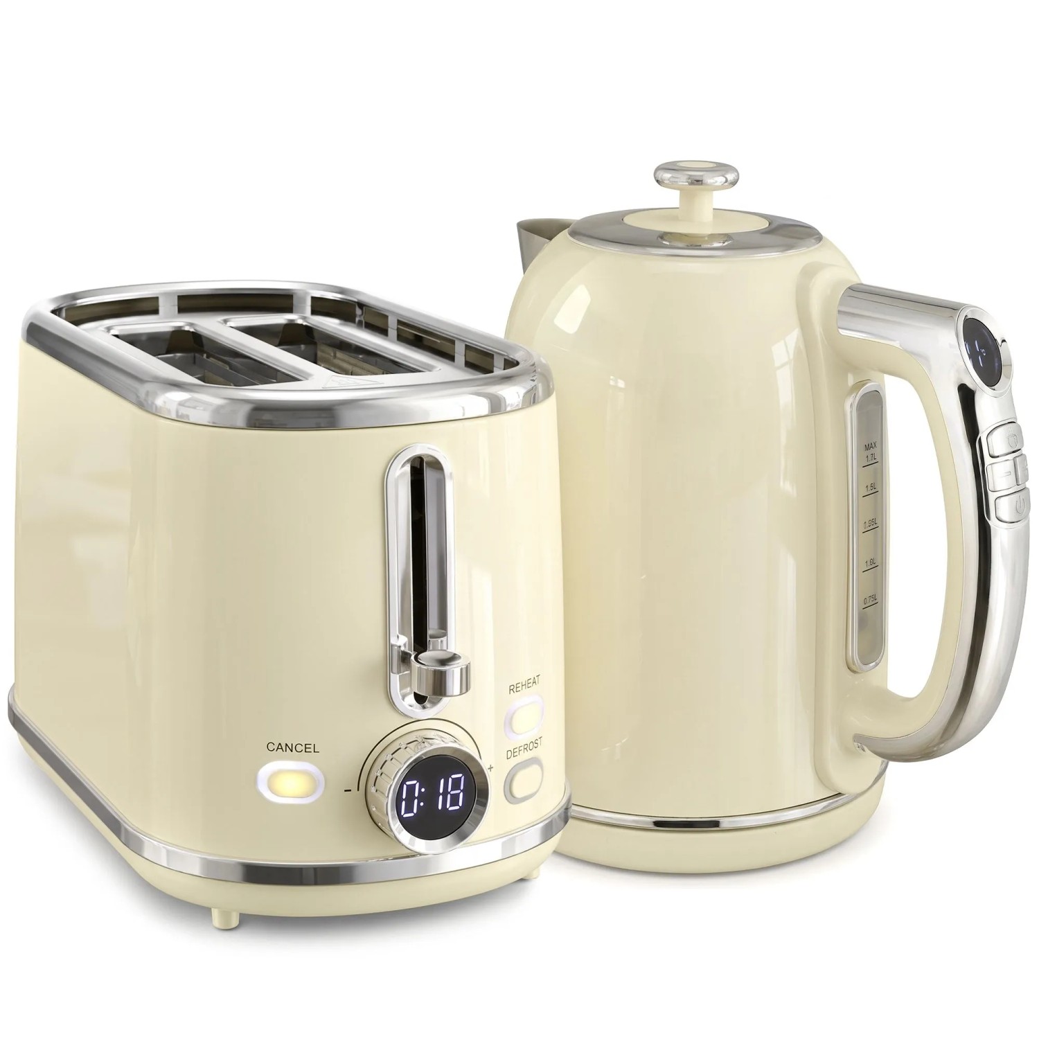 HOMCOM Wasserkocher- und Toaster-Set Kunststoff Stahl 23,2 x 15,9 x 24,8 cm Cremeweiß