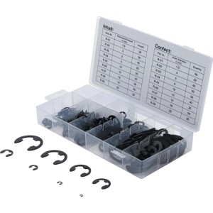 Westfalia E-Sicherungsring Sortiment, 300-teilig, 1,5-22mm, im Sortimentskasten.
