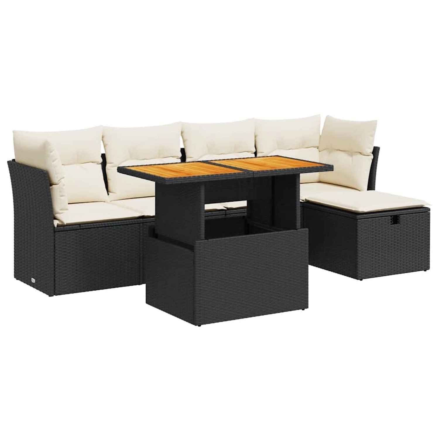 vidaXL 6-Tlg Garten-Sofagarnitur mit Kissen Schwarz Poly Rattan 3327966 günstig online kaufen