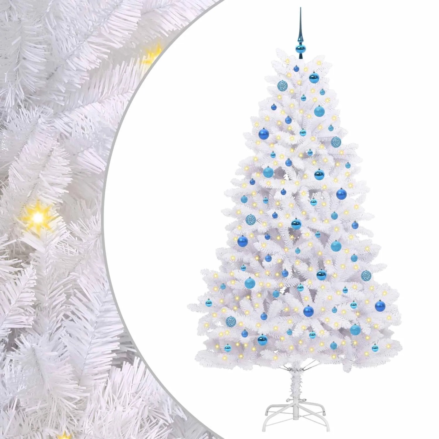 vidaXL Künstlicher Klappbarer Weihnachtsbaum Weiß 210 cm PVC und Stahl 3426610