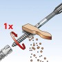 Abstandsmontagesystem Thermax Dübel: Schematische Darstellung der Reinigung des Gewindes mit einer Bürste.