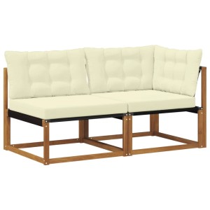 vidaXL Mittel- und Ecksofa mit Kissen 2 Stück Natur Massivholz Akazie 900649