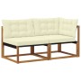 vidaXL Mittel- und Ecksofa mit Kissen 2 Stück Natur Massivholz Akazie 900649