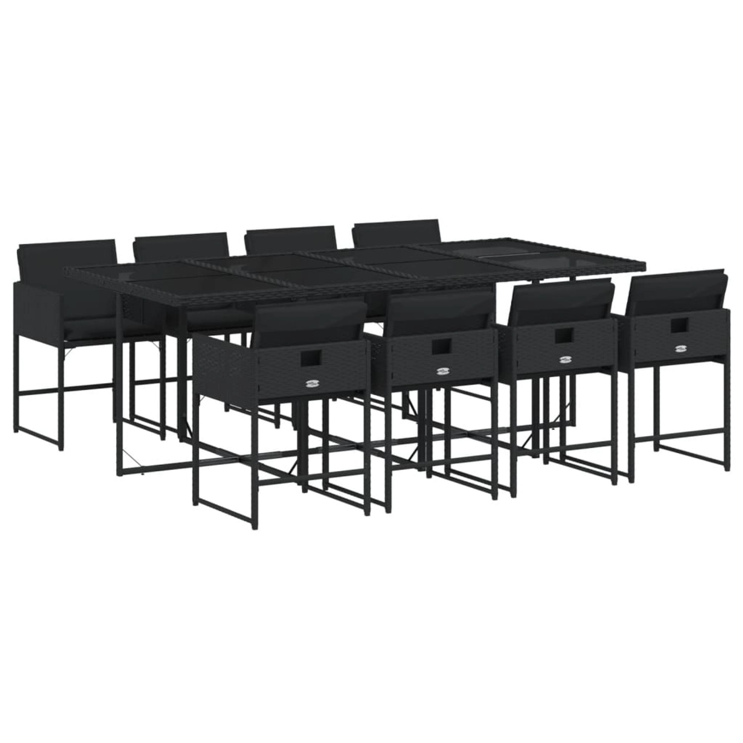 vidaXL 9-tlg Garten-Essgruppe mit Kissen Schwarz Poly Rattan Modell 89 günstig online kaufen