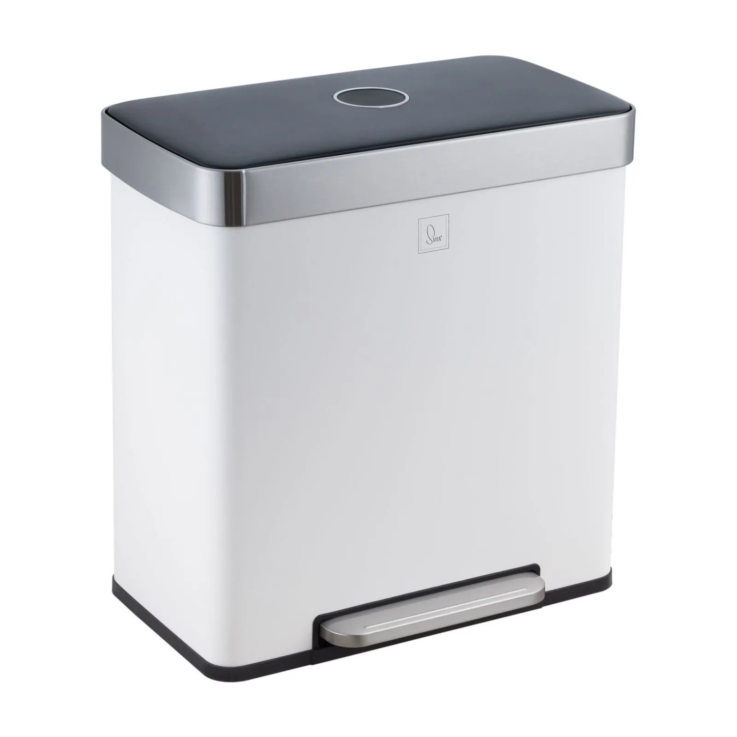 Svita LT2X30 Mülleimer 60l Treteimer 2 Fächer Mit Deckel Weiß