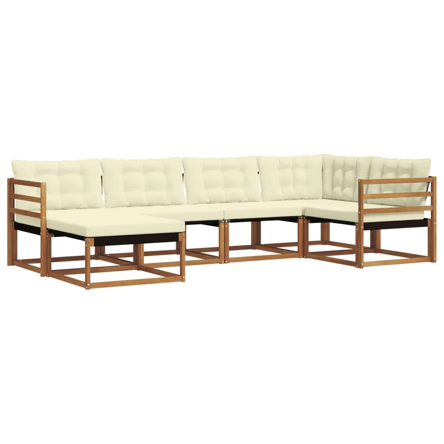 vidaXL Outdoor-Sofagarnitur 18-Tlg Natur und Creme Massivholz Akazie 3369613