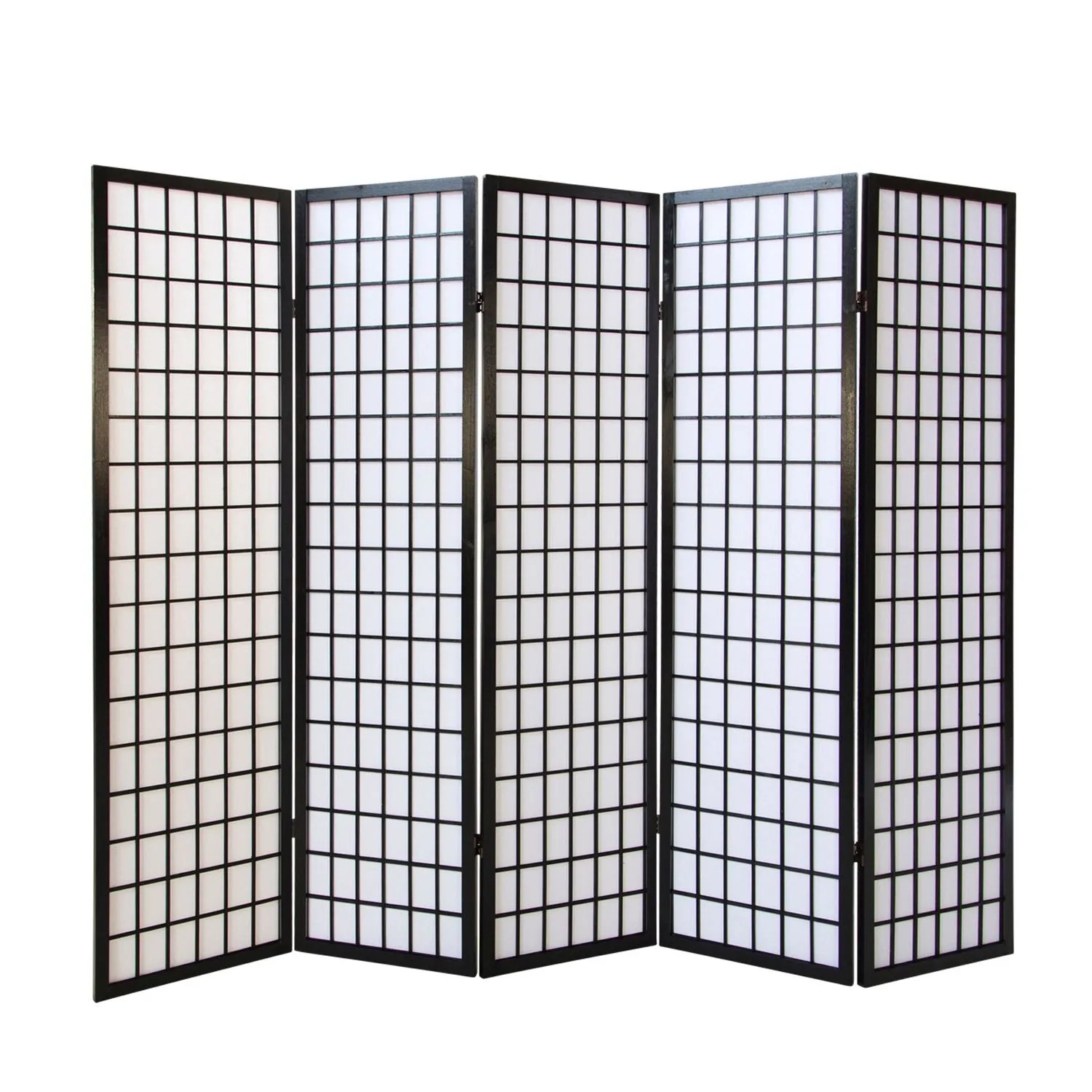 Homestyle4u 5-tlg. Paravent in Schwarz 220x175 cm 166