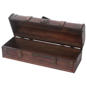 HMF VWB-ESP-QF-01 Vintage Deko Geschenkbox mit Deckel aus Holz 1 Flasche Wein Querformat Spanien