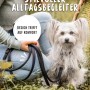 Schwarze Rudelkönig Hundeleine Bella mit gepolstertem Griff und kleinem, weißen Hund.