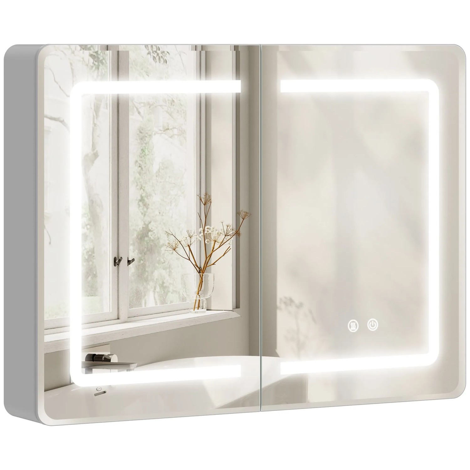 HOMCOM-Spiegelschrank-80L x 13,5B x 60H cm