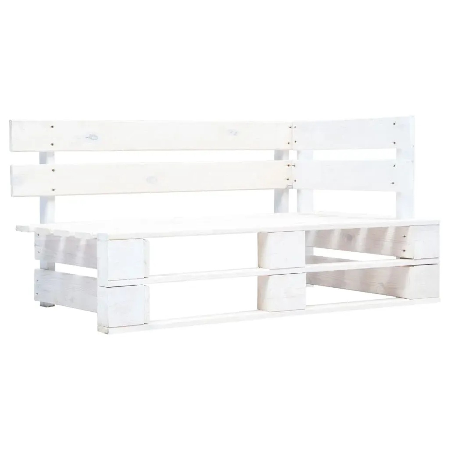 vidaXL Paletten-Lounge-Eckteil, weiß imprägniert, Teil eines Gartenmöbel Sets.