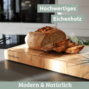 DELUKE Schneidebrett Holz Set MILA KLINGENSCHONEND 3 Größen Stirnholz Eiche mit Saftrille Holzbrett Küchenbrett