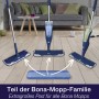 Bona Mikrofaser Reinigungs-Pad mit Mopps im Einsatz, Zwei-Zonen-Design für effektive Reinigung.