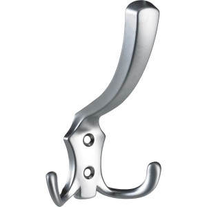 Hettich Hut- und Mantelhaken in Aluminium-Optik, Garderobenhaken aus Zinkdruckguss.