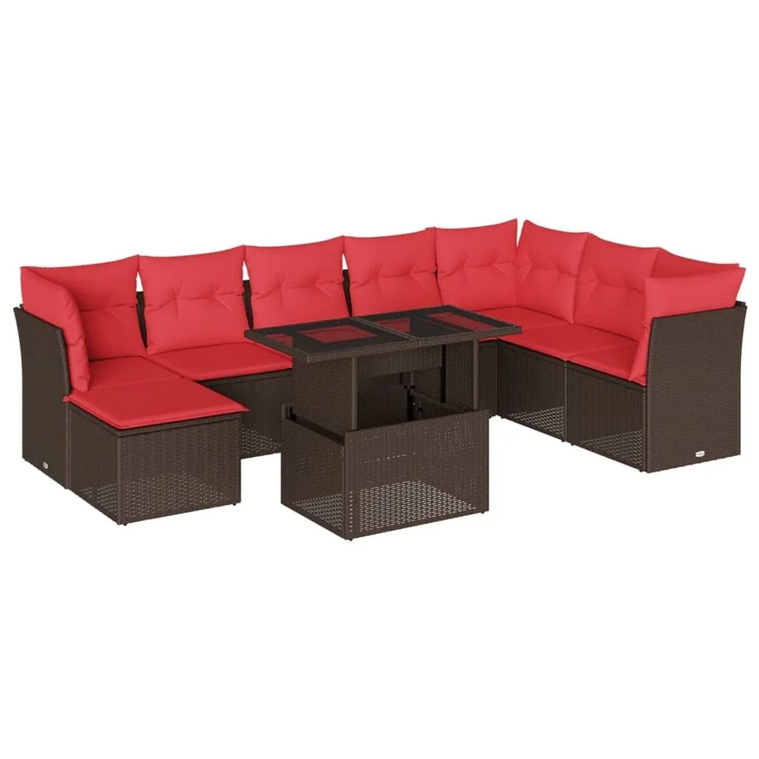 vidaXL 9-Tlg Gartensofa-Set mit Kissen Braun Polyrattan 3266794 günstig online kaufen
