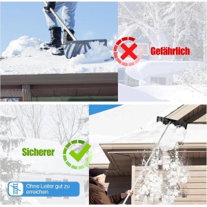 Costway Dach-Schneeschaufel im Einsatz: sichere Schneeräumung vom Boden aus.