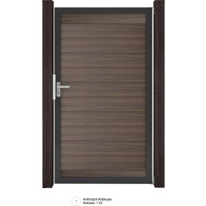 GroJa Solid Steckzaun Tor, Walnuss, Universal-DIN, bis 150x180cm. Sichtschutzzaun Tor.
