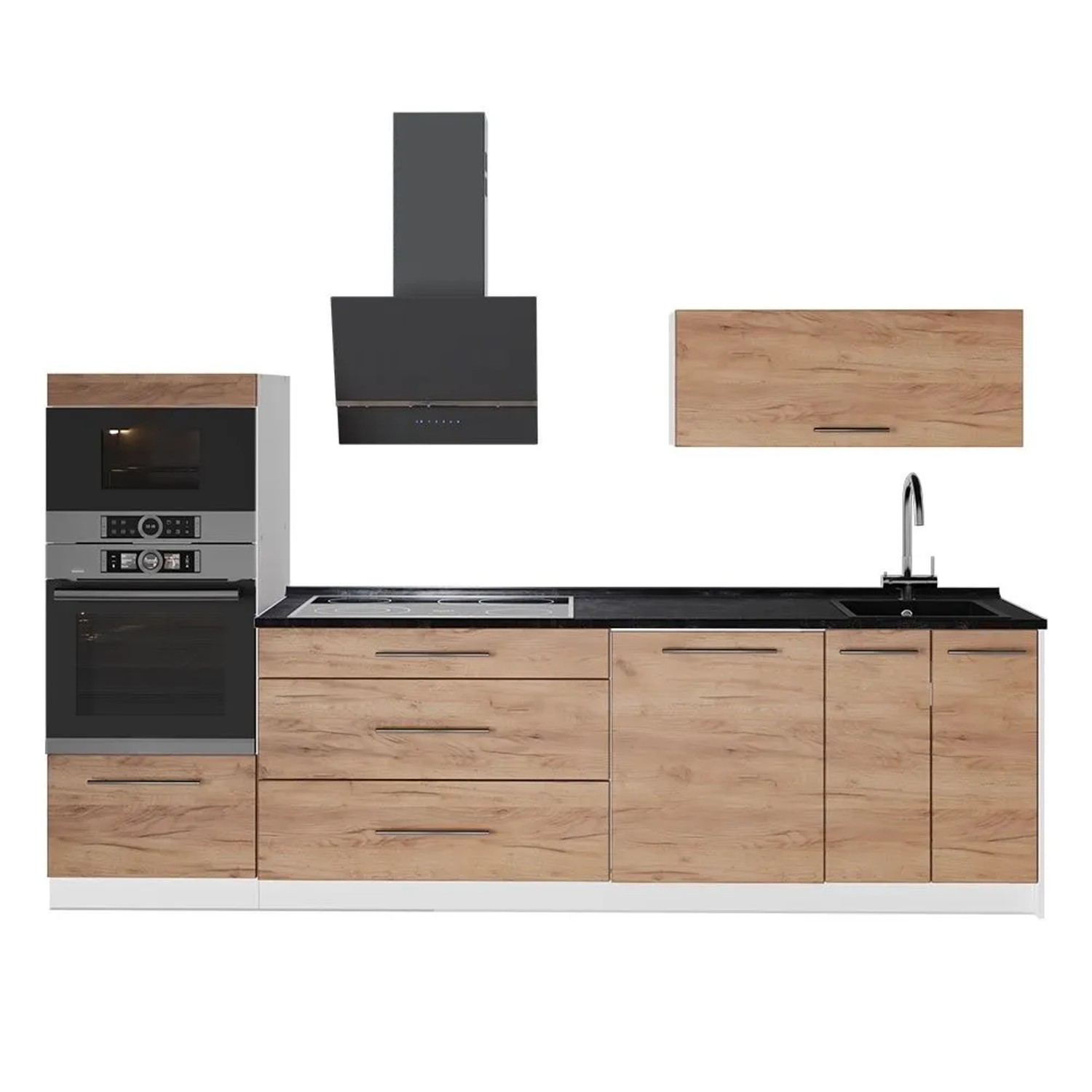 Vicco Küchenzeile Fame-Line Goldkraft Eiche 280 x 154 AP Anthrazit Art Nr 62966
