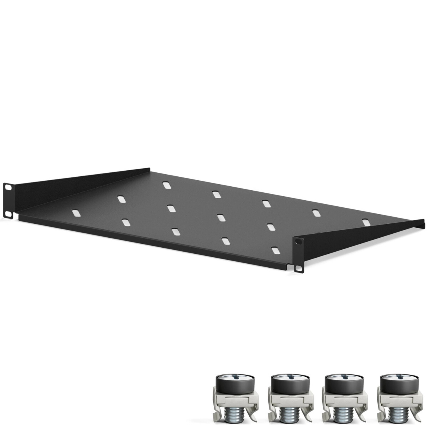 hb-digital Fachboden 1HE für 19 Zoll Netzwerkschrank 270mm Schwarz