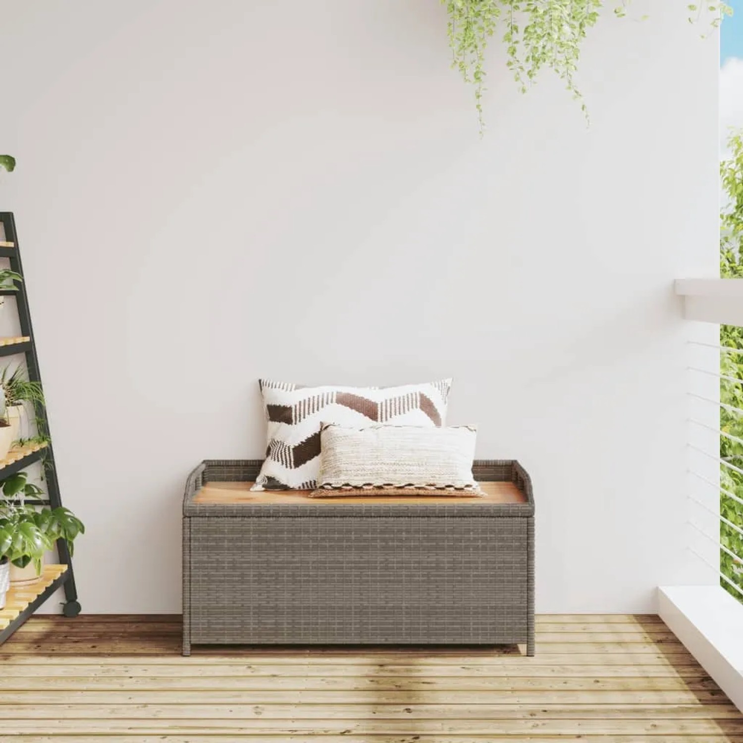 vidaXL Bank mit Stauraum Grau 100 x 50 x 52 cm Poly Rattan wetterfest kaufen bei OBI
