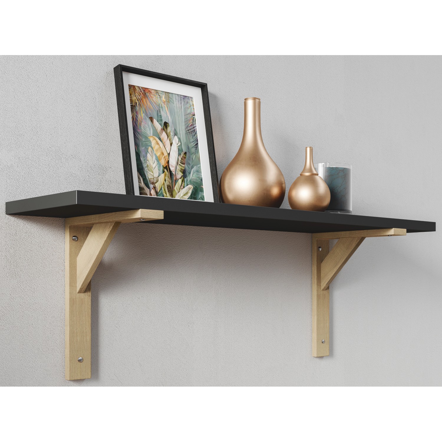 Holzkonsole Kiefer, 19,5x16,5 cm, zur Wandmontage von Regalböden. Regalwinkel aus Holz mit Stütze.