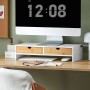SoBuy Monitorständer BBF02-WN mit 2 Schubladen aus Holz für Schreibtisch.