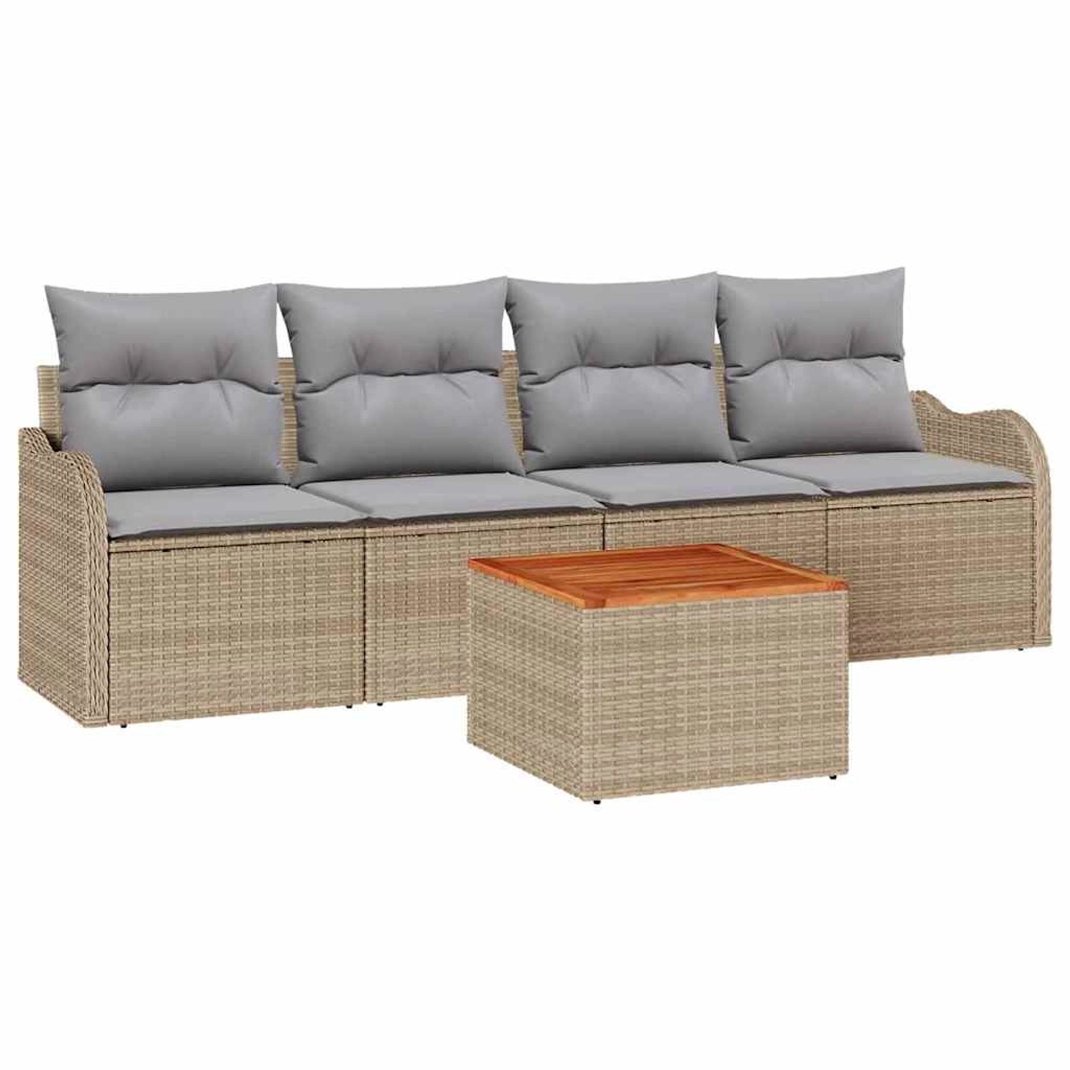 vidaXL Garten-Sofa-Set 5-Tlg Beige Poly Rattan 3347385 günstig online kaufen