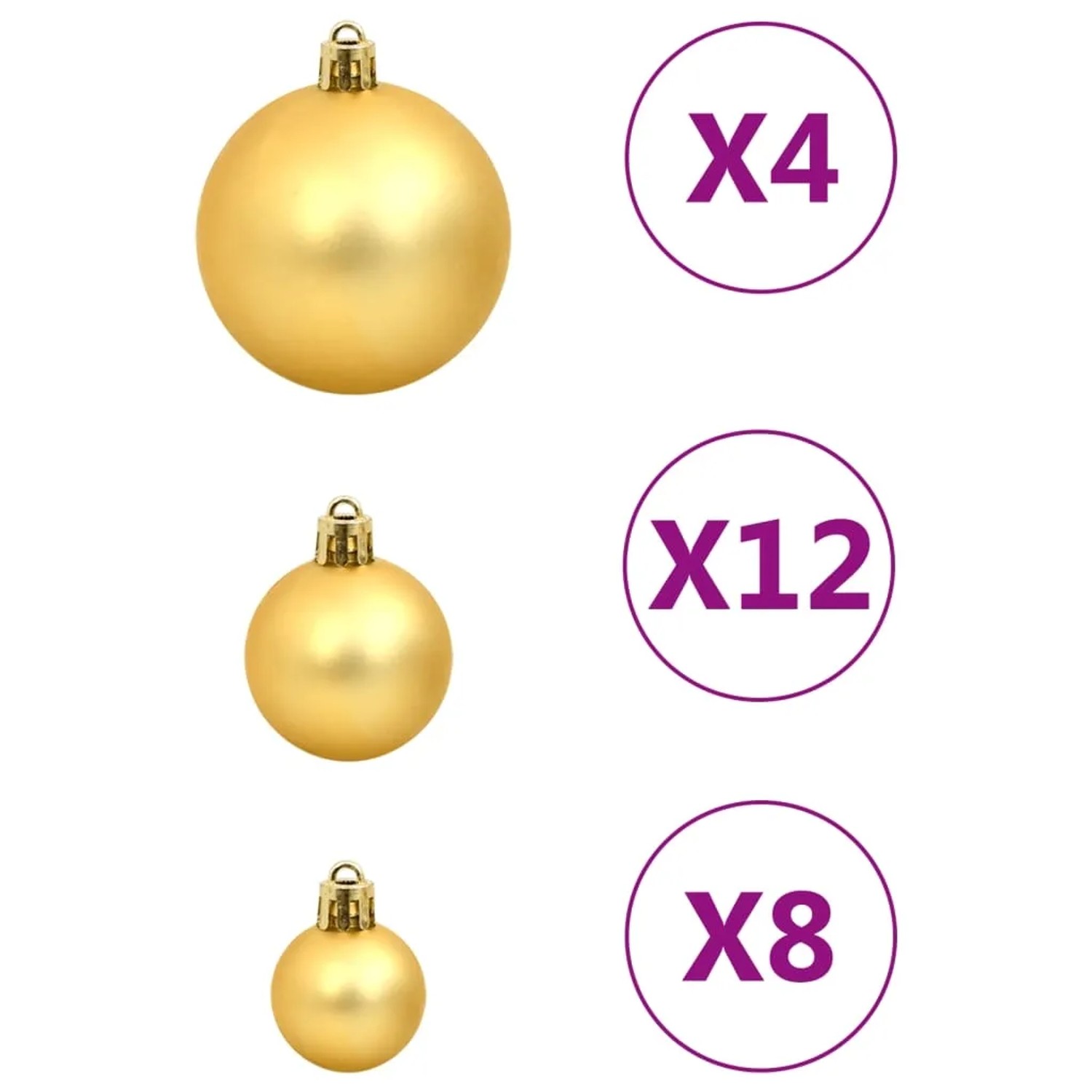 vidaXL Weihnachtskugel-Set, rot, grün, golden, verschiedene Größen.