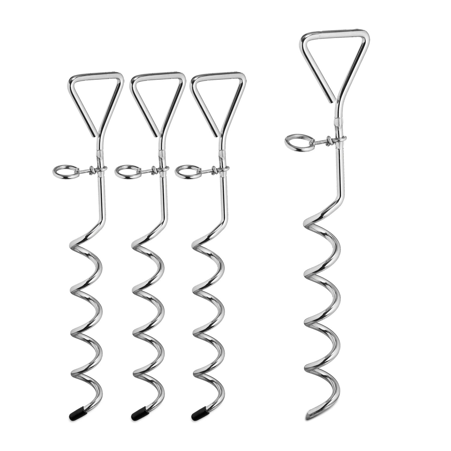 Relaxdays Spiralhering 4er Set Stahl Silber Mit Öse 42,5 cm x 8,5 cm x 4,5 cm