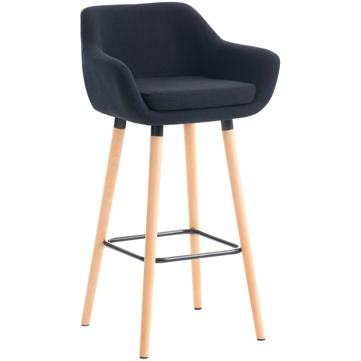 DELUKE Barhocker Mit Lehne Schwarz VILO Stoffbezug 99x55x46cm Barhocker Mit Lehne Tresenhocker Barstuhl Thekenhocker
