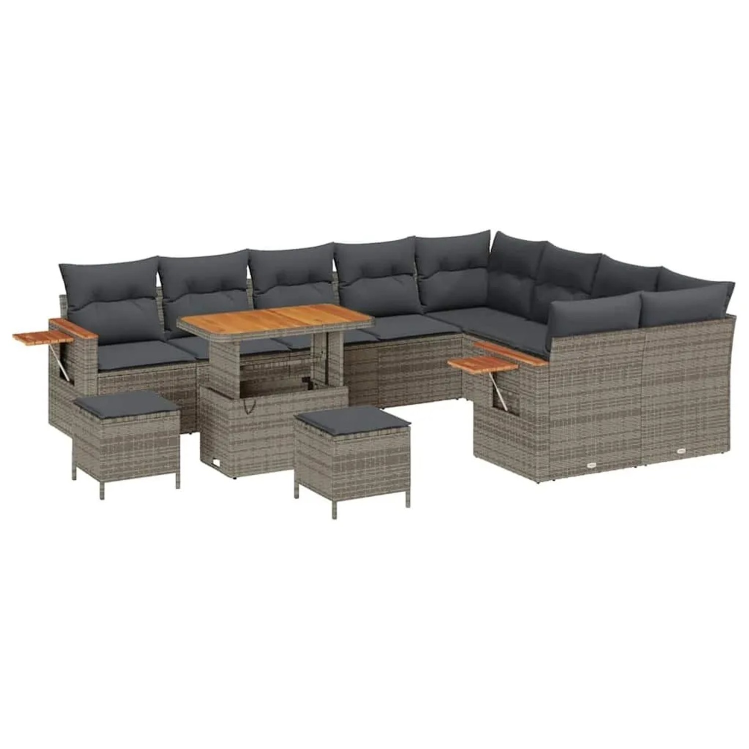 vidaXL Gartensofa-Set mit Kissen 12 Stk Grau 3363218