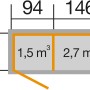 Grundriss Weka Multifunktions-Schrank, 240x90 cm, Gartenschrank mit Rauminhalt.