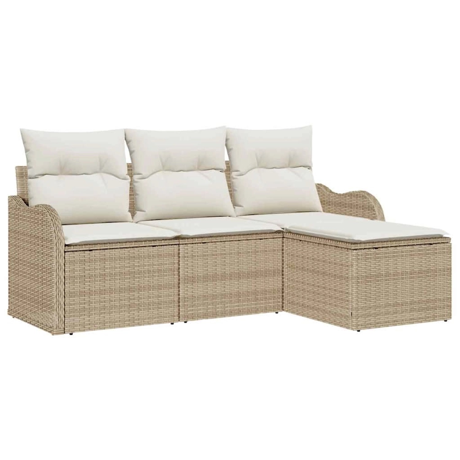vidaXL Garten-Sofa-Set mit Kissen 4-Tlg Beige Poly Rattan 3345651 günstig online kaufen