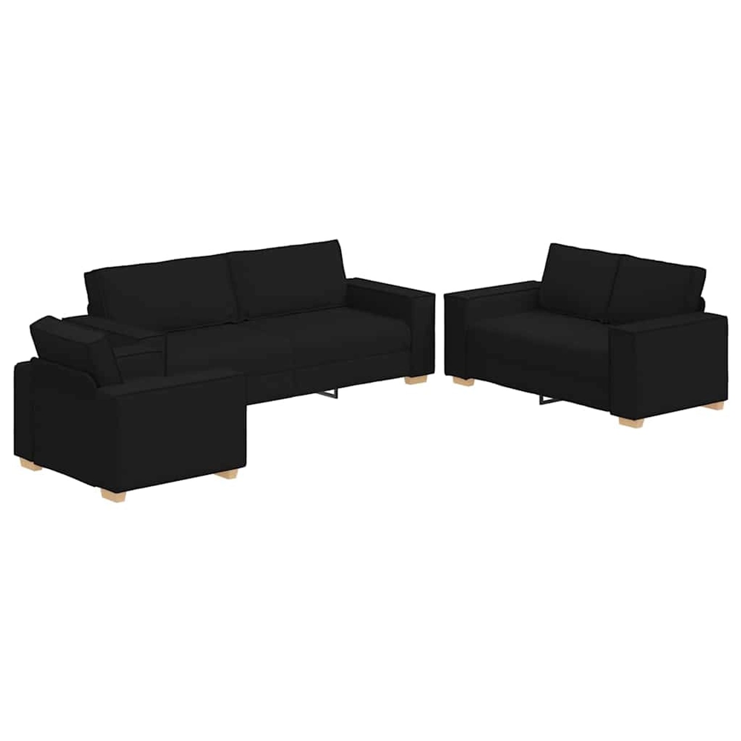 vidaXL Sofa-Set 3-Tlg Schwarz Leinenmischgewebe 3324611 günstig online kaufen