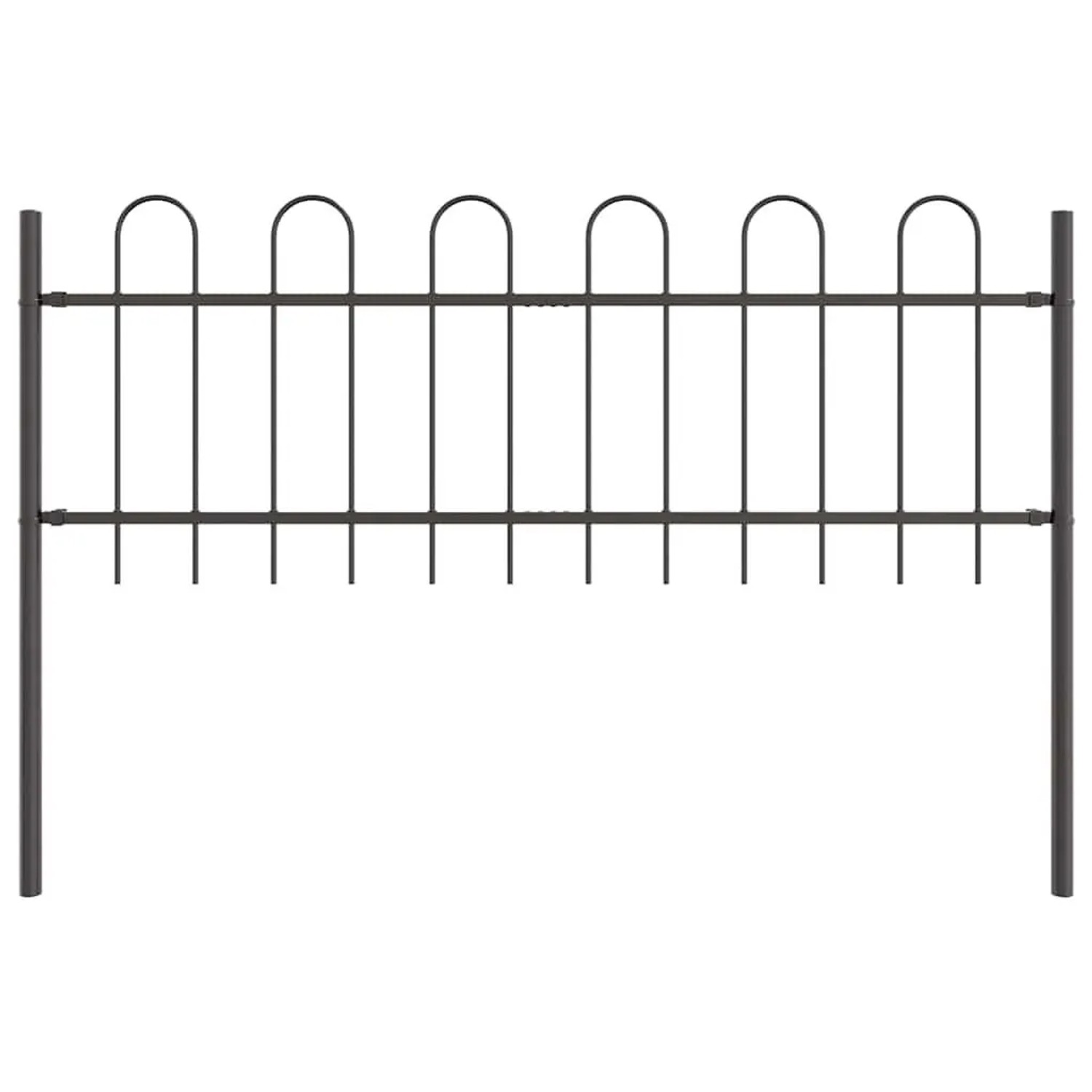 vidaXL Gartenzaun Grau 11,9 x 0,6 m Pulverbeschichteter Stahl 3334133 günstig online kaufen