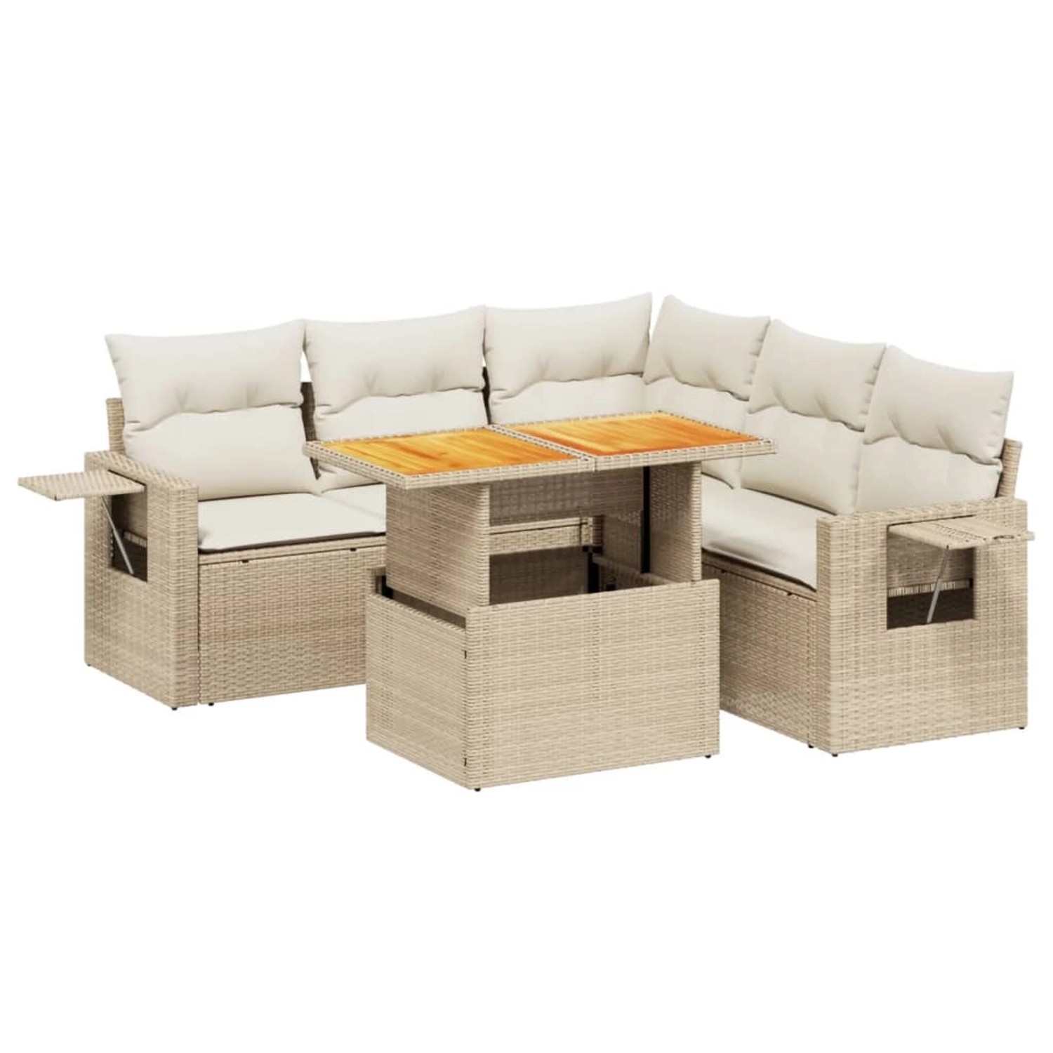 vidaXL 6-Tlg Garten-Sofagarnitur mit Kissen Beige Poly Rattan 3271751 günstig online kaufen